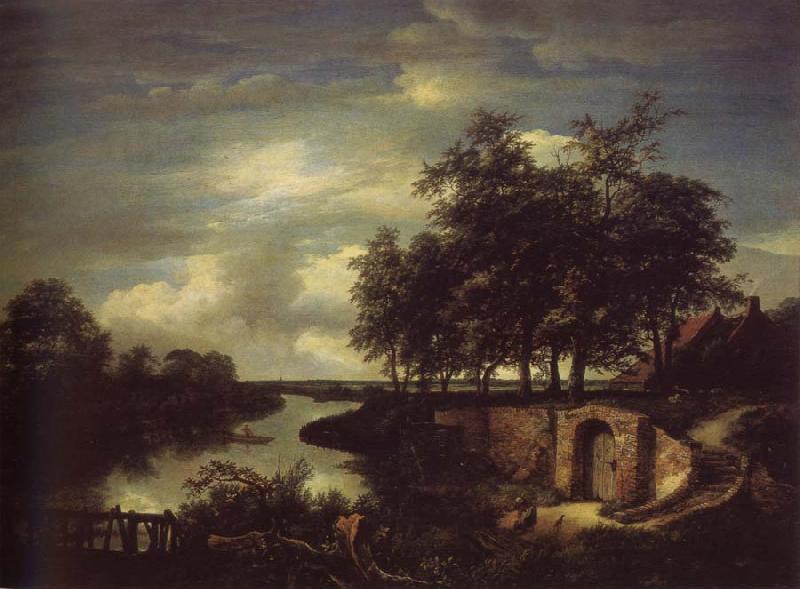 Jacob van Ruisdael River Landscape with the entrance of a Vault